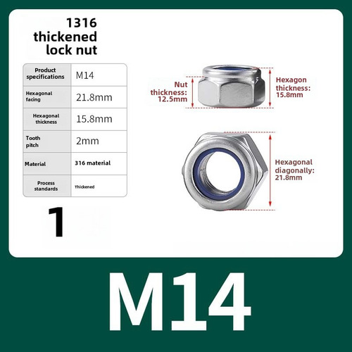 Tuercas Hexagonales Antiaflojamiento M14 1 316 Acero 304