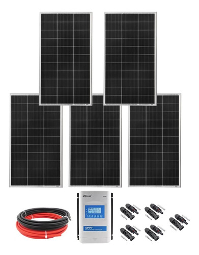 Kit Placa Solar 5 Painéis 160w Controlador Mppt 40a Cabo 5m