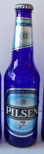 Botellas De Cerveza Pilsen. Vidrio Azul. Cada Una. Colección