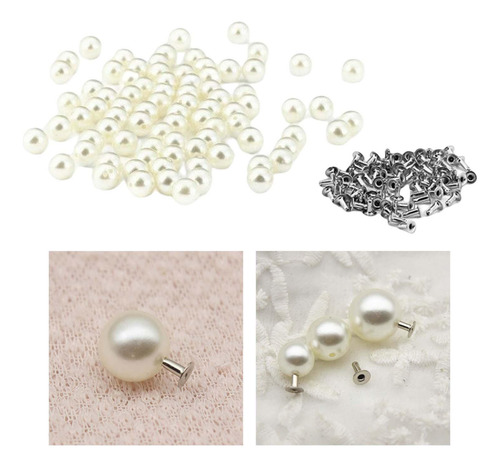 2 De Botones De Imitación De Perlas De 8 Mm