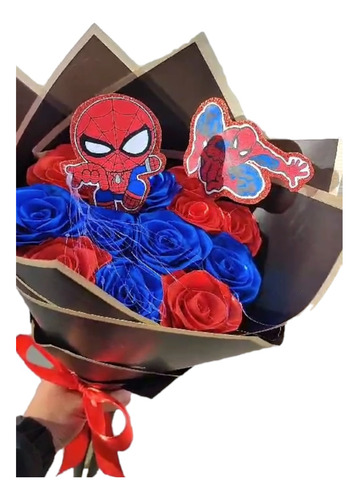 Ramo De 12 Rosas Eternas De Liston Estilo Spiderman
