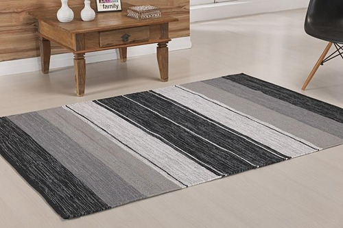 Tapete Para Sala Kilim Basar 100x140 Cinza