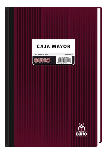 Libro Caja Mayor 50 Hojas Debe/haber Búho Color Burdeo
