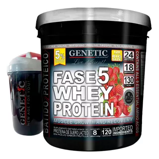 100% Whey Proteína Fortificada Caseinato Fase 5 Vaso Genetic