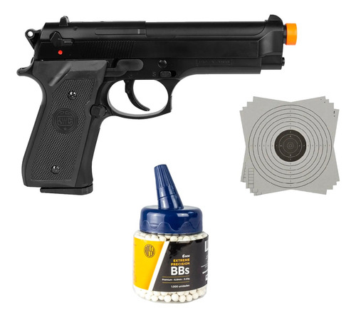 Pistola Airsoft Spring Kwc Beretta M92 + Bbs 0.20 + Alvo