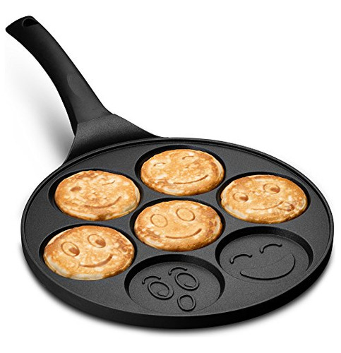 Gourmia Gpa9540 Emoji Smiley Face Pancake Pan - Fun 7 Mini E