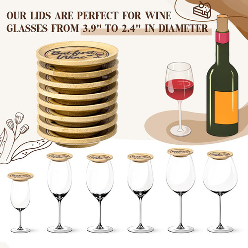 Cubiertas De Bambú Para Copas De Vino, Charcutería, 8 Unidad