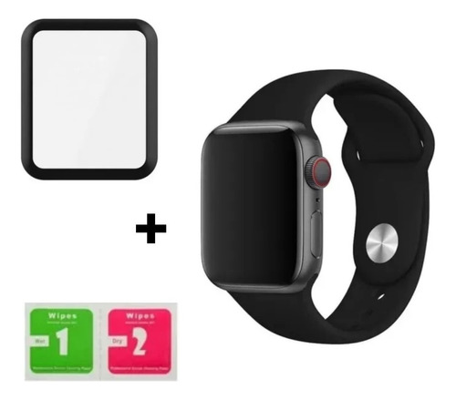 Pulseira + Pelícu 3d Para Apple Watch 38mm 40mm 42mm 44mm Sm Cor Preto Largura 40 mm