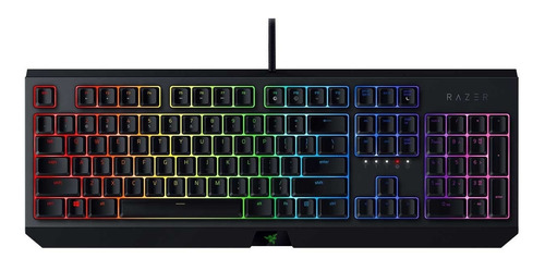 Teclado gamer Razer BlackWidow QWERTY Green inglés US color negro con luz RGB