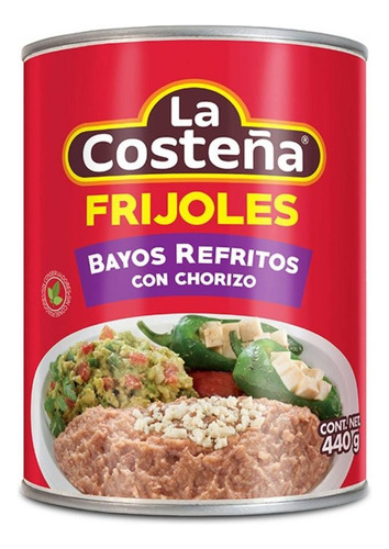 Frijoles Bayos La Costeña Refritos Con Chorizo 440 G