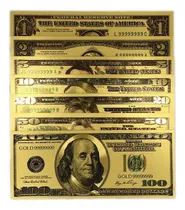 Comprar 7 Billetes Dorados De Dolares - Coleccionables En Pan De Oro