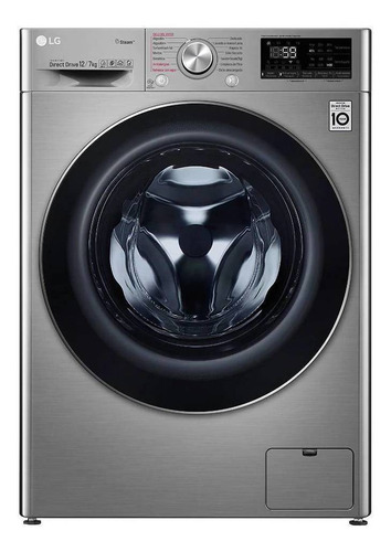 Lavasecadora automática LG inverter hasta 12kg color acero