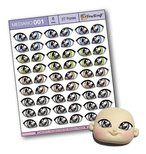 Ojos Autoadhesivos Porcelana Fría N° 01 Tamaño 7,5mm 24 Pars