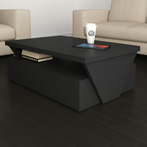 Mesa Moderna De Centro 90x45x40cm Para Sala O Estancia Gris Oscuro