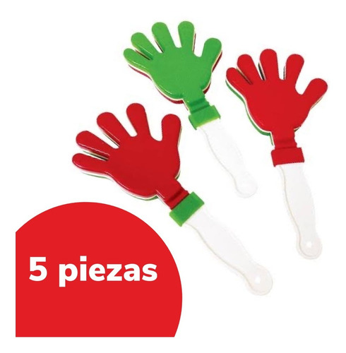 5 Piezas Manita Aplaudidora Tricolor Mexico Septiembre 15