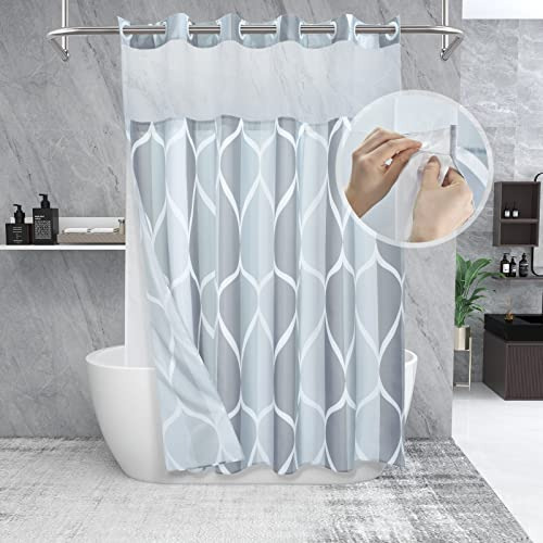 Cortina Ducha Baño Gris Con Forro Sin Gancho 180x188cm