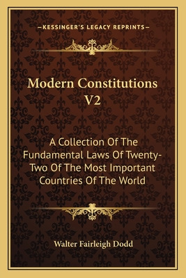 Libro Modern Constitutions V2: A Collection Of The Fundam...