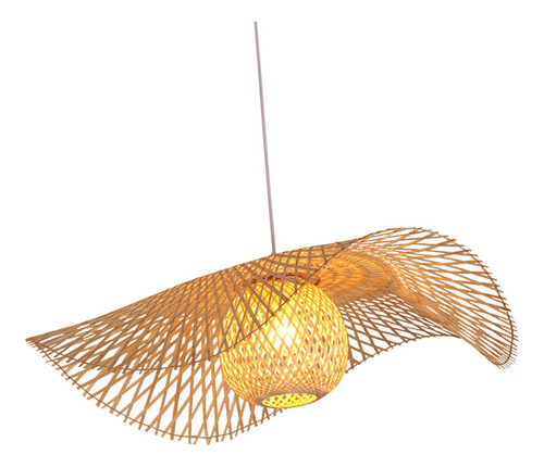 Bambu Tecido À Mão Vime Vime Boho Pingente Luz, Luminária