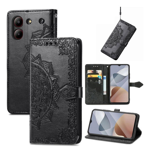 Funda Tipo Cartera Para Zte Blade A54, De Piel Sintética, Con Forma De Mandala, Magnética, Con Ranuras Para Tarjetas, Correa De Mano, Soporte