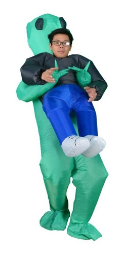 Imagen 3 de 4 de Disfraz Inflable Halloween Marciano Verde Ovni