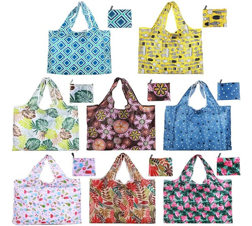 Bolsas Reutilizables Y Plegables Paquete 8 Bolsas Compras Gr