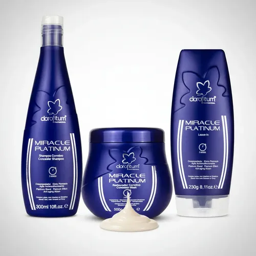 Kit Platinum Matizador Loiro Miracle Shampoo Máscara Leave