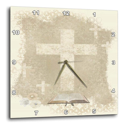 3drose Dpp__1 Cruces Con Biblia Abierta, Reloj De Pared Sepi