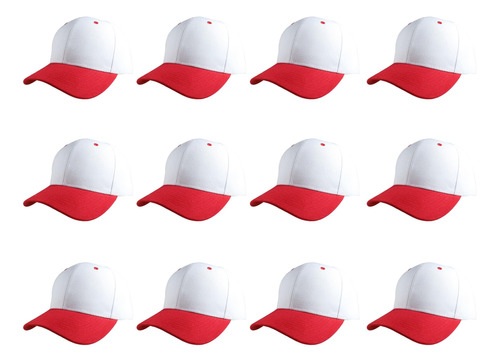 Gorra De Baseball Gelante Talla Única 12uds/blanco Rojo