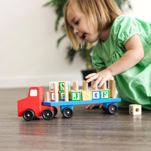 Camión De Madera Para Niños Bloques De Construcción Letras