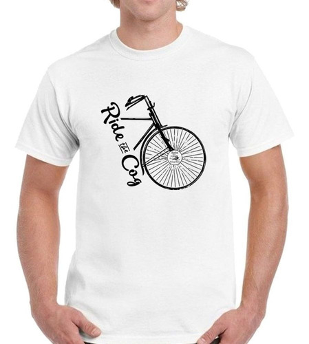 Remera De Hombre Dibujo Bicicleta Ciclisto Aventura M2