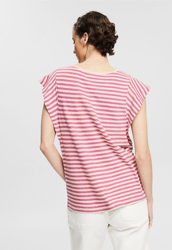 Polera Con Mangas De Volados A Rayas Esprit 042ee1k330