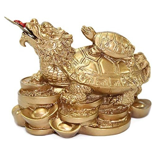 Feng Shui Gold Dragon Turtle Turtles On Top Of Dragon W...