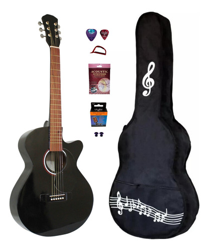 Kit Guitarra Texana Acústica Cuerdas De Acero Nacional