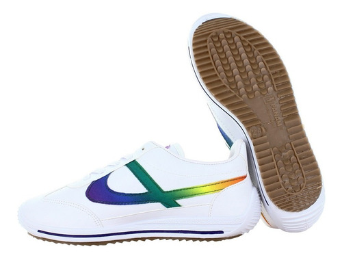 Imagen 4 de 6 de Panam Tenis Agujeta Blanco Multicolor Arcoiris Para Mujer 79