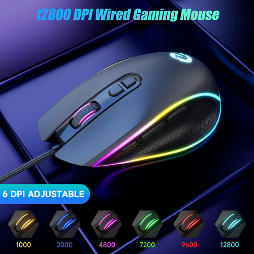 Mouse De Juego Con Cable De Elecgo, Mouse De Jugador Dpi Con