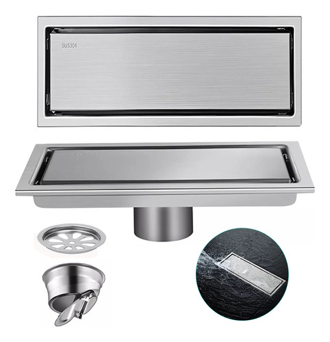 Coladera Desagüe Lineal Inoxidable 304 Para Regadera 20*10cm