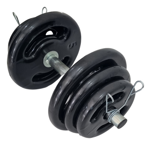 Kit 22kg De Anilhas Emborrachadas Com Barras Ocas Reta E W