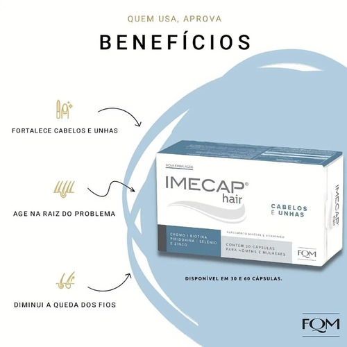 Imecap Hair 60 Cápsulas - Vitamina Para Cabelos