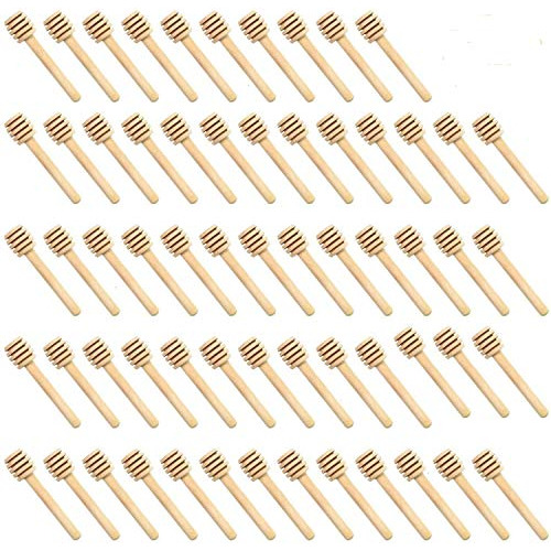 100 Pack Mini 3 Inch portable wooden Honey Dipper Sti...