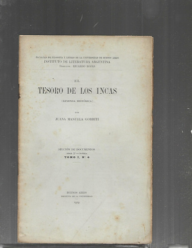 S. 4. T.1 - Nº 6.  El Tesoro De Los Incas.  J. M. Gorriti
