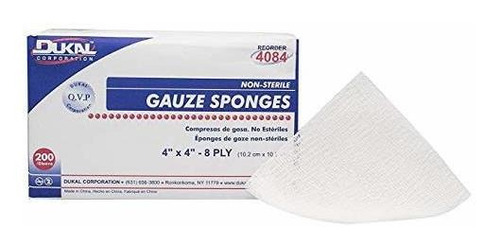 Dukal Gasa Esponja, 8-ply, No Estéril, 4 X 4 (pack De 4000