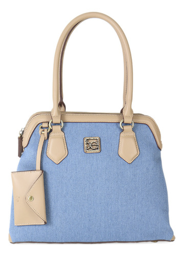 Bolsa Satchel Para Mujer Cloe Textil Monedero Desprendible Color Azul