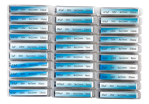 Kit Capacitores Electrolíticos De 0.1f-2200f Con Organizad