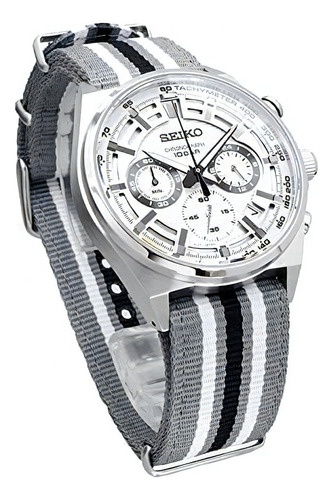 Reloj Deportivo Para Hombre Seiko Ssb401p1, Correo Nylon Color de la correa Gris C Color del bisel Acero Inoxidable Color del fondo Blanco