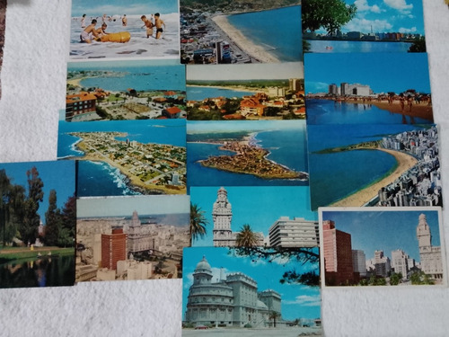 Lote 14 Postales Retro De Uruguay + Plano De Punta Del Este