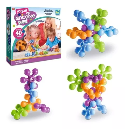 Cometa Brinquedos, Brinquedo Educativo, Jogo de Encaixe, Esferas com 40  peças, Colorido