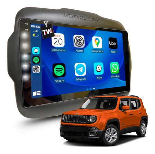 Central Multimídia Jeep Renegade Bluetooth Carplay + Câmera