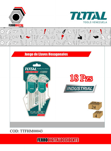 Imagen 2 de 4 de Juego De Llaves (l) Hexagonales De 18 Piezas