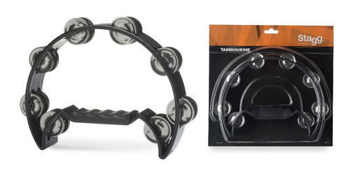 Pandereta Media Luna Stagg Tab-2 Bk Negra 8 Sonajas Dobles