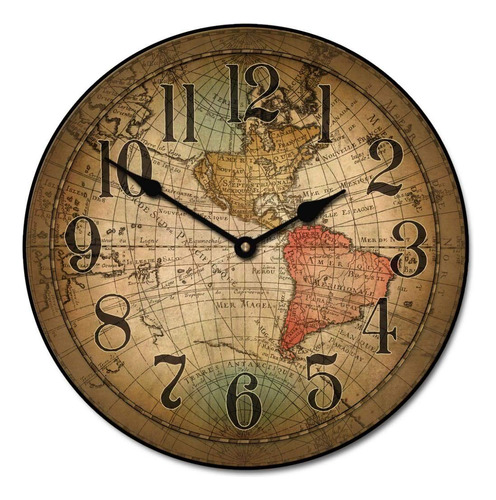 Vincenzo World Map Reloj Pared Disponible 8 tamaño Tic Tac